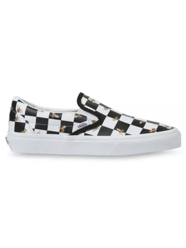 Кроссовки classic slip-on bee check 'black white' Vans — изображение 2 из 4, черный/белый