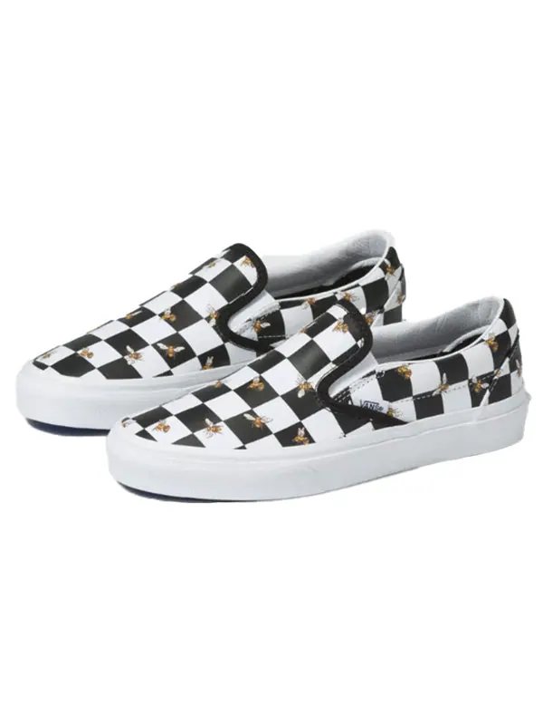 Кроссовки classic slip-on bee check 'black white' Vans — изображение 3 из 4, черный/белый