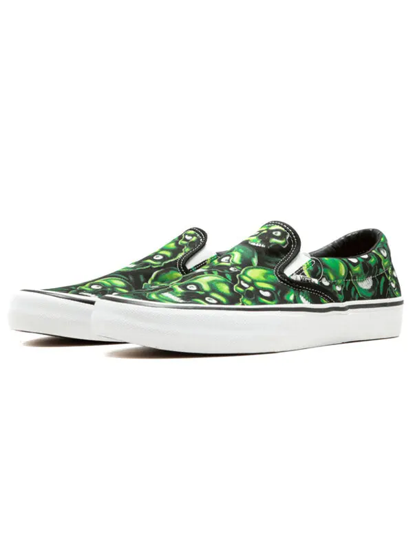Кроссовки supreme x slip-on 'glow-in-the-dark skull pile' Vans — изображение 3 из 4, черный