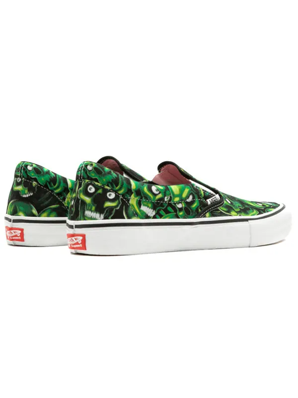 Кроссовки supreme x slip-on 'glow-in-the-dark skull pile' Vans — изображение 4 из 4, черный