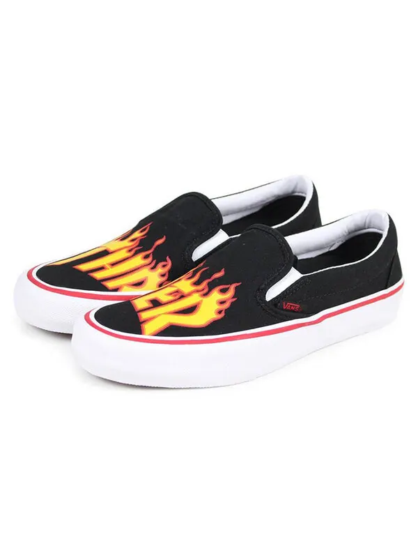 Кроссовки thrasher x slip-on pro 'thrasher' Vans — изображение 3 из 4, черный/желтый/красный