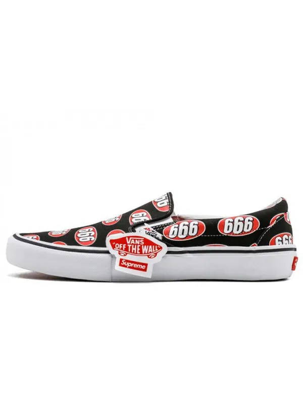 Кроссовки supreme x slip-on 'black 666' Vans — изображение 2 из 4, черный