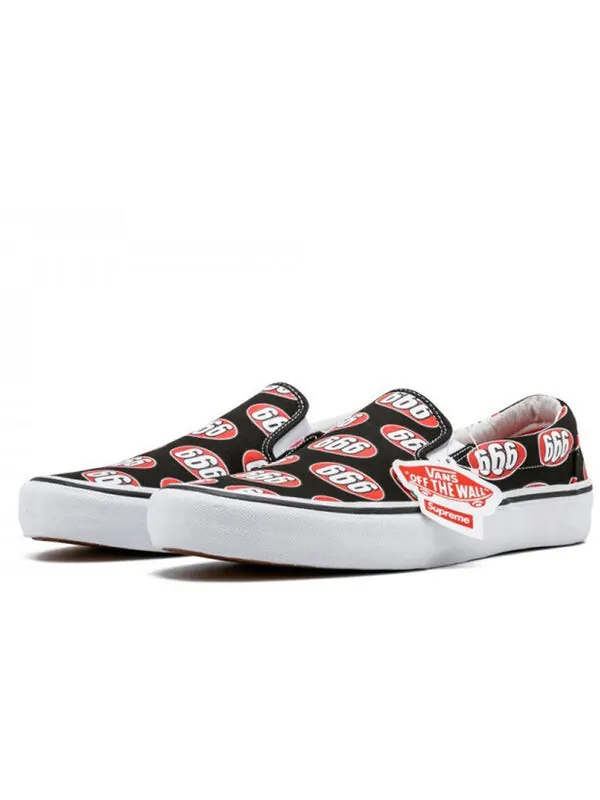 Кроссовки supreme x slip-on 'black 666' Vans — изображение 3 из 4, черный