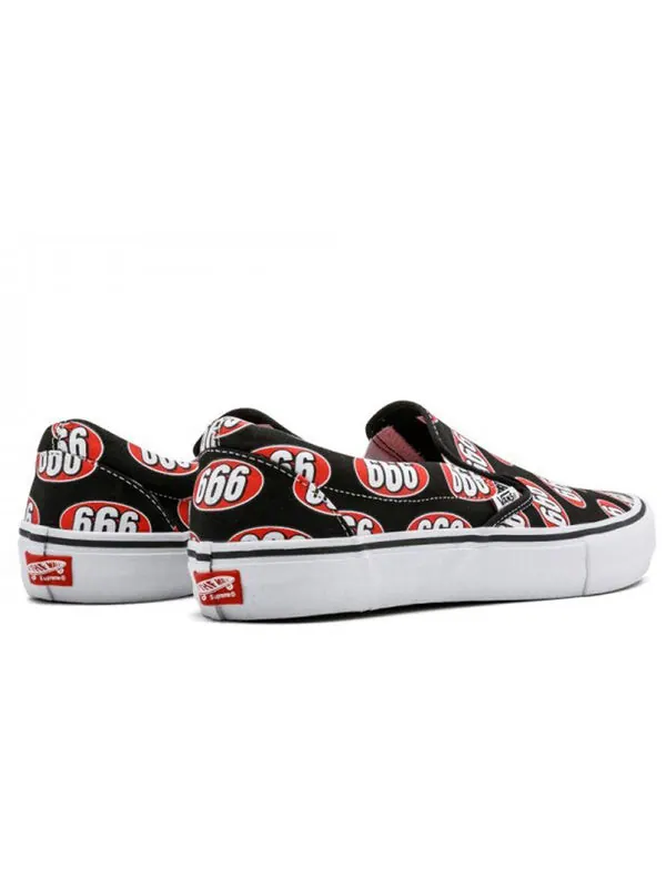 Кроссовки supreme x slip-on 'black 666' Vans — изображение 4 из 4, черный