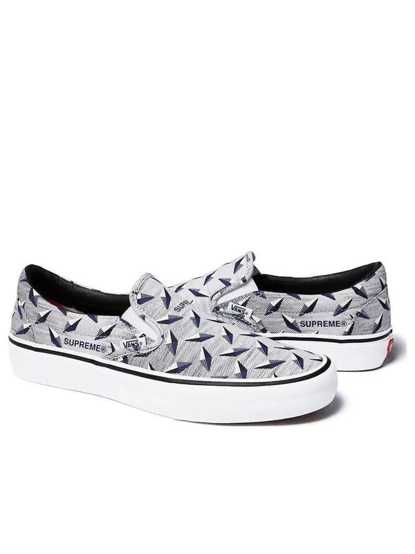 Кроссовки supreme x classic slip-on pro 'diamond plate white' Vans — изображение 1 из 1, белый