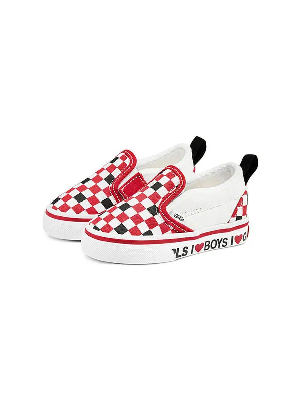 Кроссовки classic slip-on v 'checkerboard - i heart' Vans — изображение 2 из 4, красный