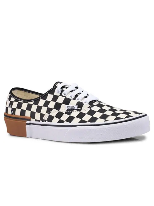 Кроссовки authentic 'gum block checkerboard' Vans — изображение 3 из 4, белый/черный/коричневый