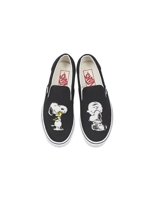 Кроссовки peanuts x classic slip-on black Vans — изображение 2 из 4, черный