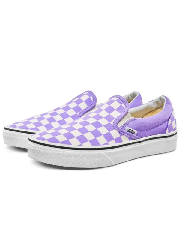 Кроссовки classic slip-on 'checkerboard - violet tulip' Vans — изображение 2 из 4, белый/фиолетовый