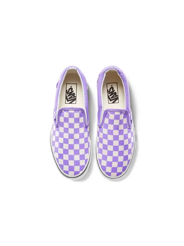 Кроссовки classic slip-on 'checkerboard - violet tulip' Vans — изображение 3 из 4, белый/фиолетовый