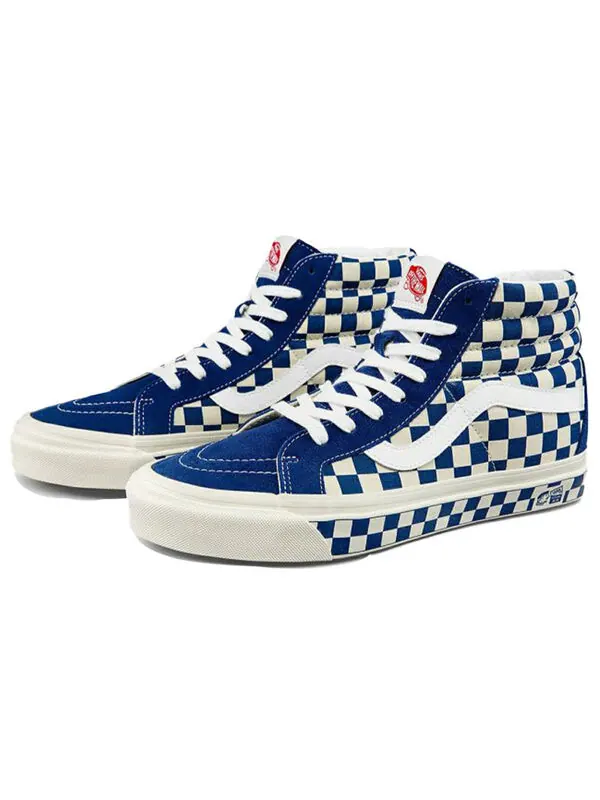 Кроссовки style 38 checkerboard blue/white Vans — изображение 2 из 4, белый/синий