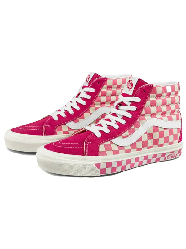 Кроссовки style 38 checkerboard pink/white Vans — изображение 2 из 4, белый/розовый