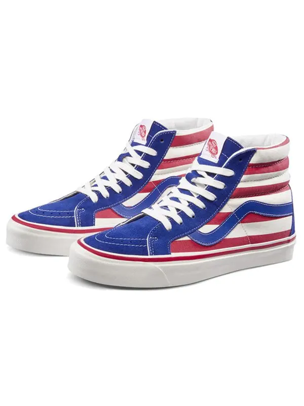 Кроссовки sk8-hi 38 dx 'anaheim factory - stripes' Vans — изображение 2 из 4, синий/красный/белый