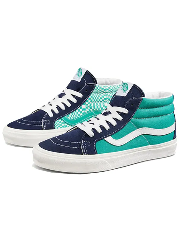 Кроссовки sk8-mid reissue black-green 'blue green' Vans — изображение 2 из 4, синий/зеленый