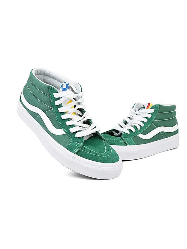 Кроссовки sk8-mid suede street style sneakers 'green white' Vans — изображение 3 из 4, зеленый/белый