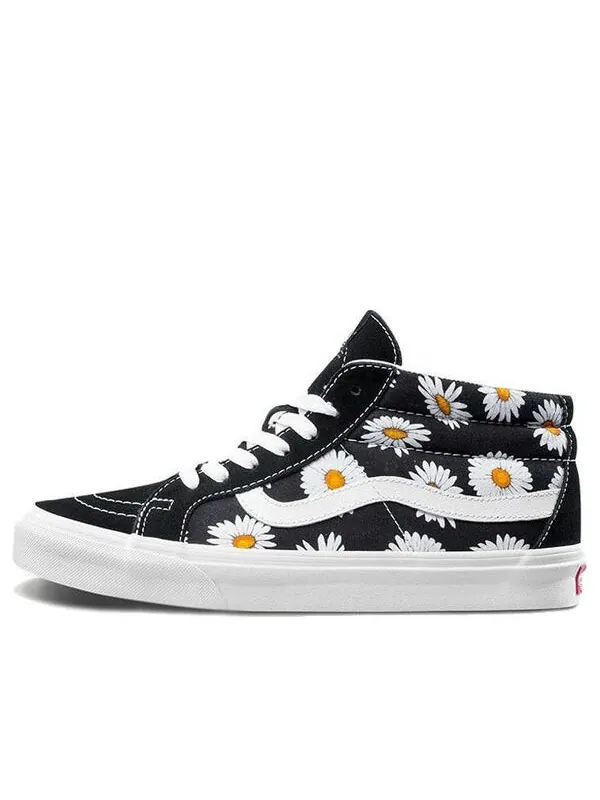 Кроссовки sk8-mid flower pattern 'black white' Vans — изображение 1 из 4, черный/белый