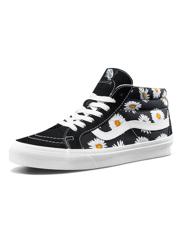 Кроссовки sk8-mid flower pattern 'black white' Vans — изображение 2 из 4, черный/белый