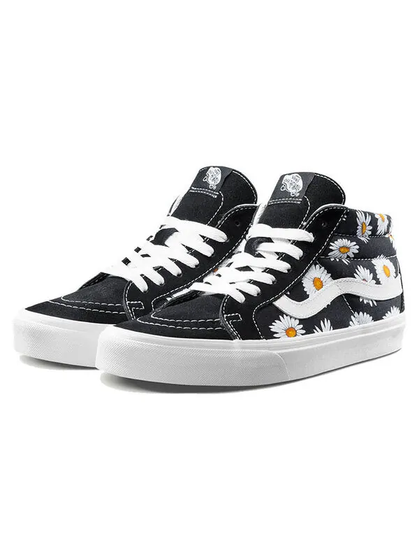 Кроссовки sk8-mid flower pattern 'black white' Vans — изображение 3 из 4, черный/белый