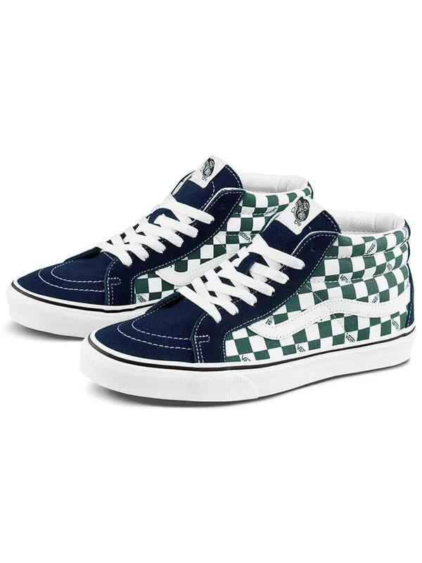 Кроссовки sk8-mid checkerboard green/white Vans — изображение 2 из 4, зеленый, белый