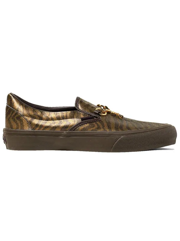 Кроссовки needles x vault classic slip-on v 'animal print - brown' Vans — изображение 2 из 4, коричневый