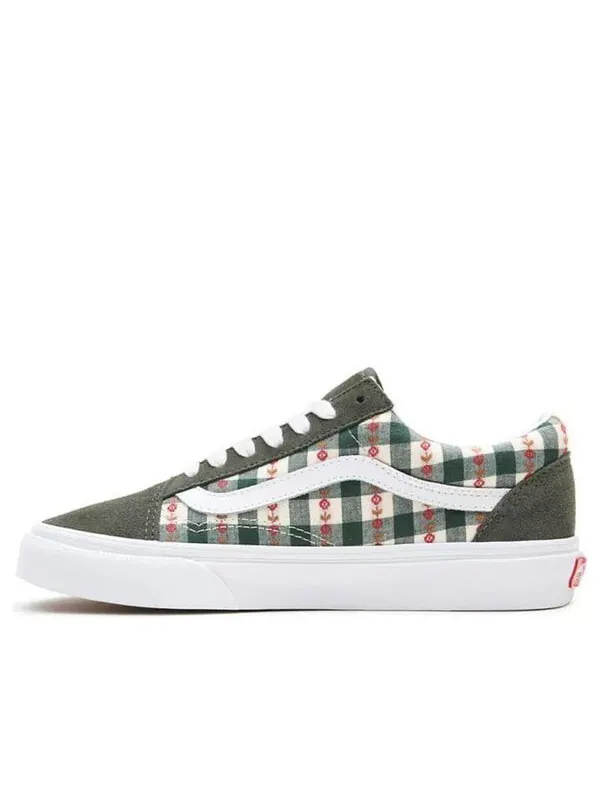 Кроссовки old skool 'whitegreen plaid' Vans — изображение 1 из 4, белый/зеленый/красный