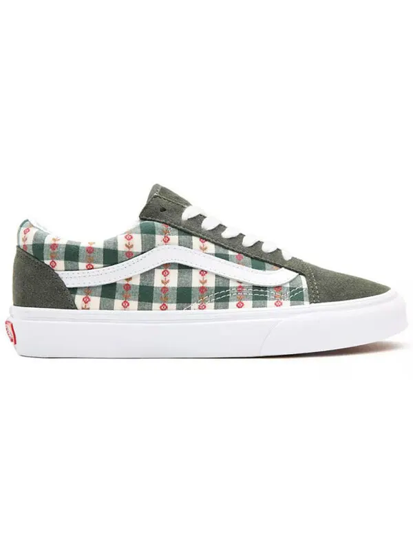 Кроссовки old skool 'whitegreen plaid' Vans — изображение 2 из 4, белый/зеленый/красный