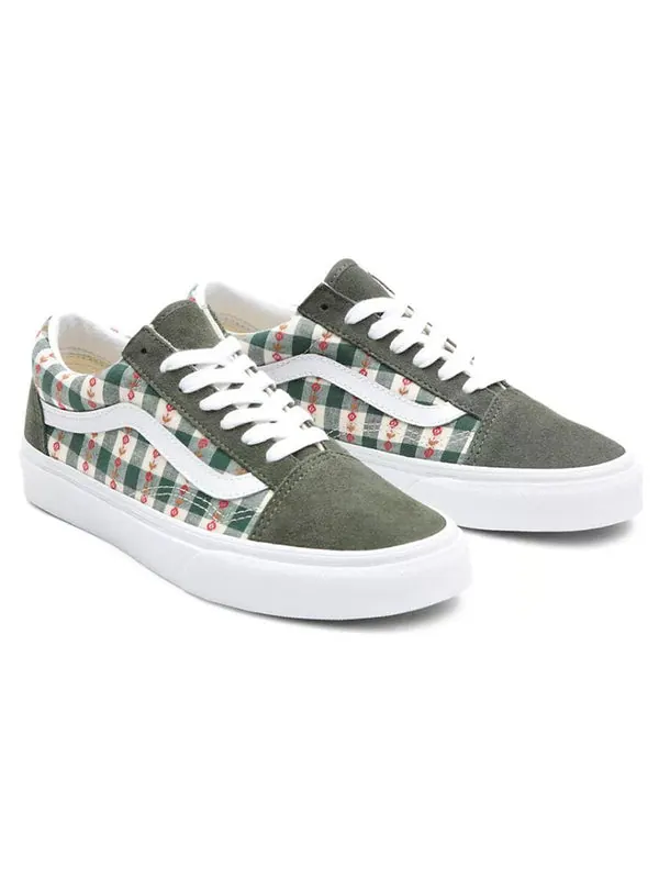 Кроссовки old skool 'whitegreen plaid' Vans — изображение 3 из 4, белый/зеленый/красный