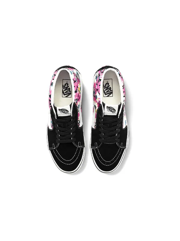 Кроссовки sk8-mid retro high top casual skate shoes flowers graffiti 'black pink white' Vans — изображение 3 из 4