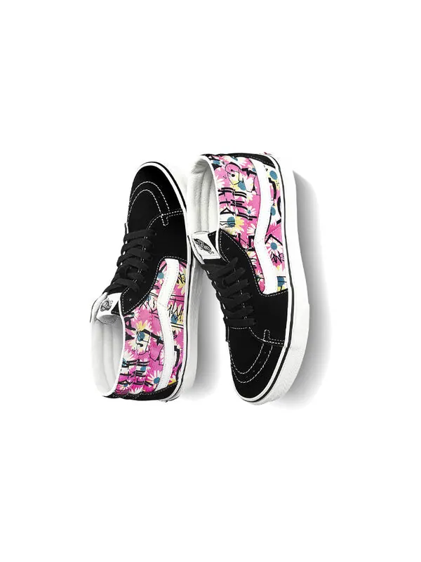 Кроссовки sk8-mid retro high top casual skate shoes flowers graffiti 'black pink white' Vans — изображение 4 из 4