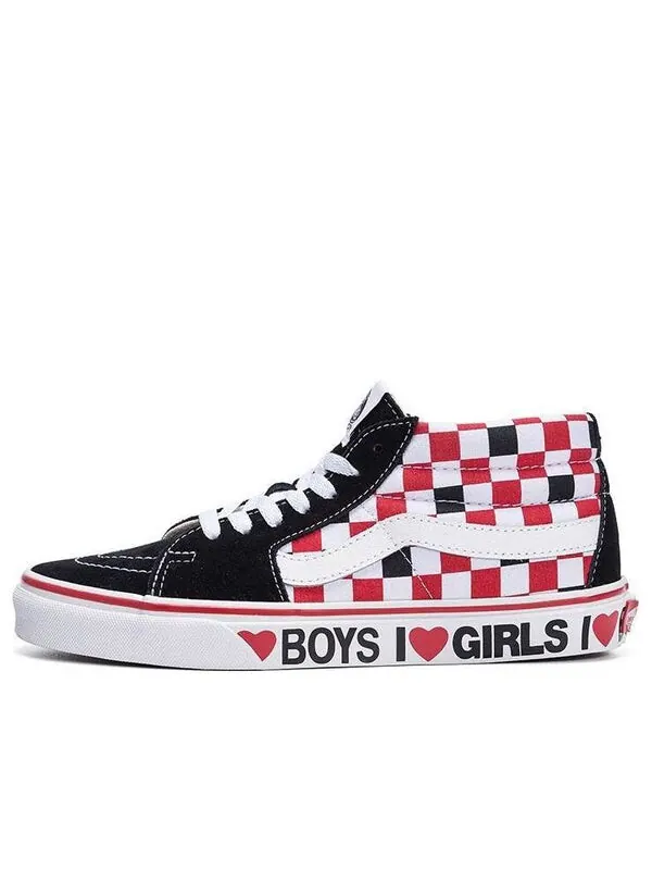 Кроссовки sk8-mid 'checkerboard - i heart' Vans — изображение 1 из 4, белый/красный