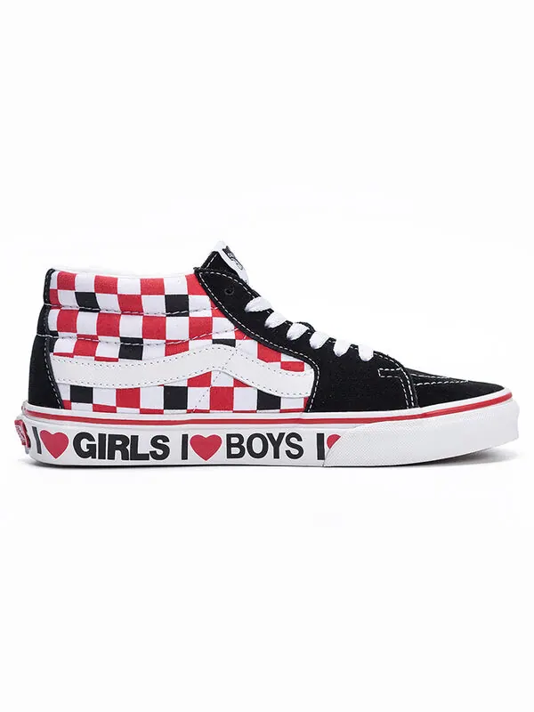 Кроссовки sk8-mid 'checkerboard - i heart' Vans — изображение 2 из 4, белый/красный
