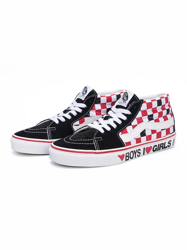Кроссовки sk8-mid 'checkerboard - i heart' Vans — изображение 3 из 4, белый/красный