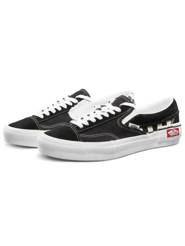 Кроссовки Vans Classic Slip-On CAP 'Checkerboard - Black White' — изображение 2 из 4, черный