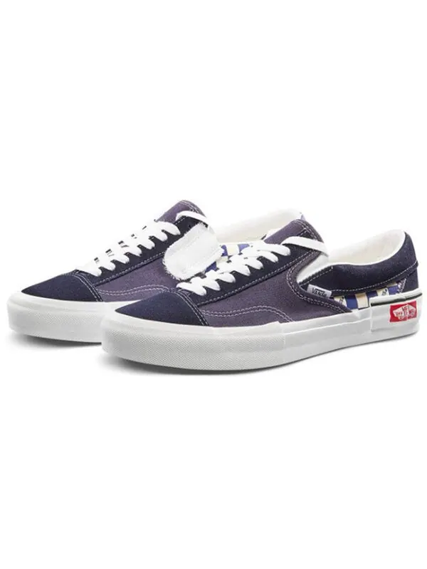 Кроссовки Vans Slip-On CAP 'Checkboard Black/Navy/White' — изображение 3 из 4, синий/белый