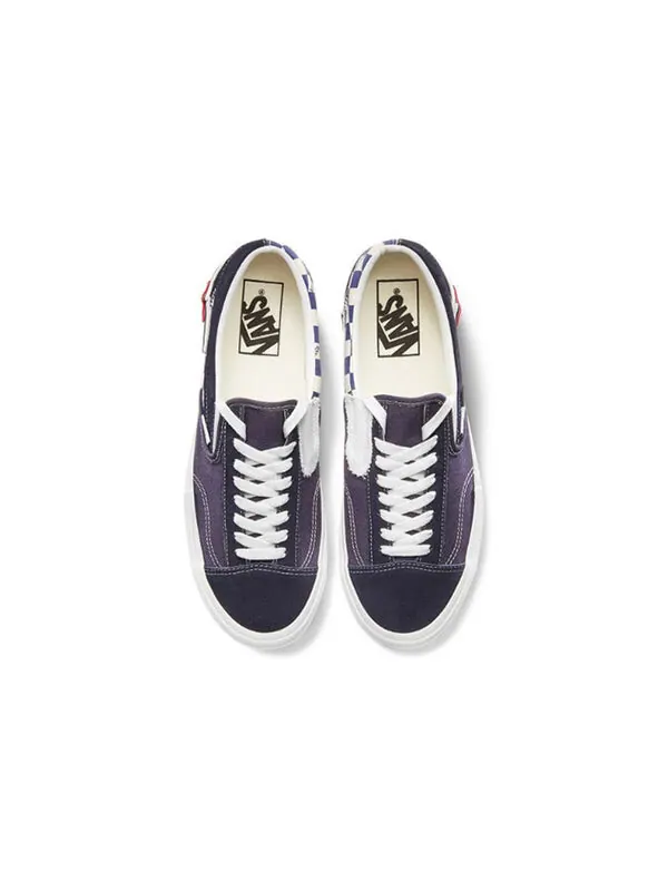 Кроссовки Vans Slip-On CAP 'Checkboard Black/Navy/White' — изображение 4 из 4, синий/белый