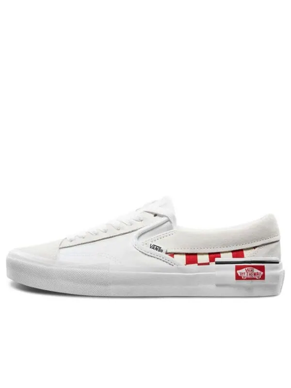 Кроссовки Vans Slip-On Cap Low Top Skate Shoes Unisex Red Grid White — изображение 1 из 4, красный/белый