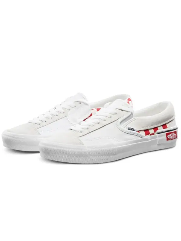 Кроссовки Vans Slip-On Cap Low Top Skate Shoes Unisex Red Grid White — изображение 2 из 4, красный/белый
