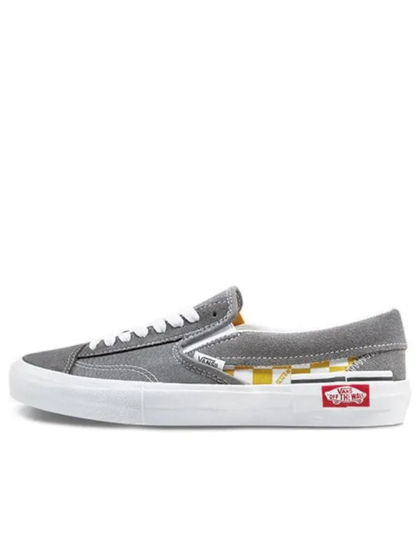 Кроссовки Vans Slip-On CAP 'Checkerboard - Pewter Mango Mojito' — изображение 1 из 4, серый/желтый