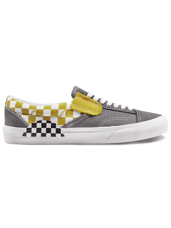 Кроссовки Vans Slip-On CAP 'Checkerboard - Pewter Mango Mojito' — изображение 2 из 4, серый/желтый