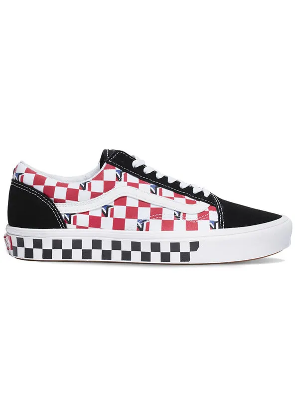 Кроссовки comfycush old skool dimension in checkerboard 'black red blue' Vans — изображение 2 из 4, синий