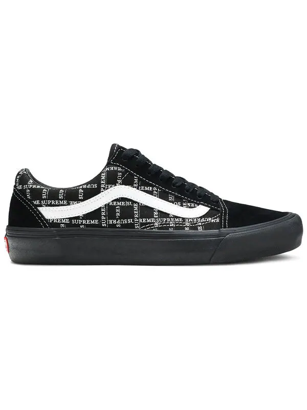 Кроссовки supreme x old skool pro 'logo pattern - black' Vans — изображение 3 из 4, черный