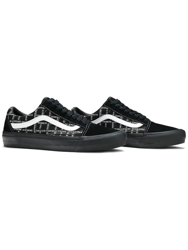 Кроссовки supreme x old skool pro 'logo pattern - black' Vans — изображение 4 из 4, черный