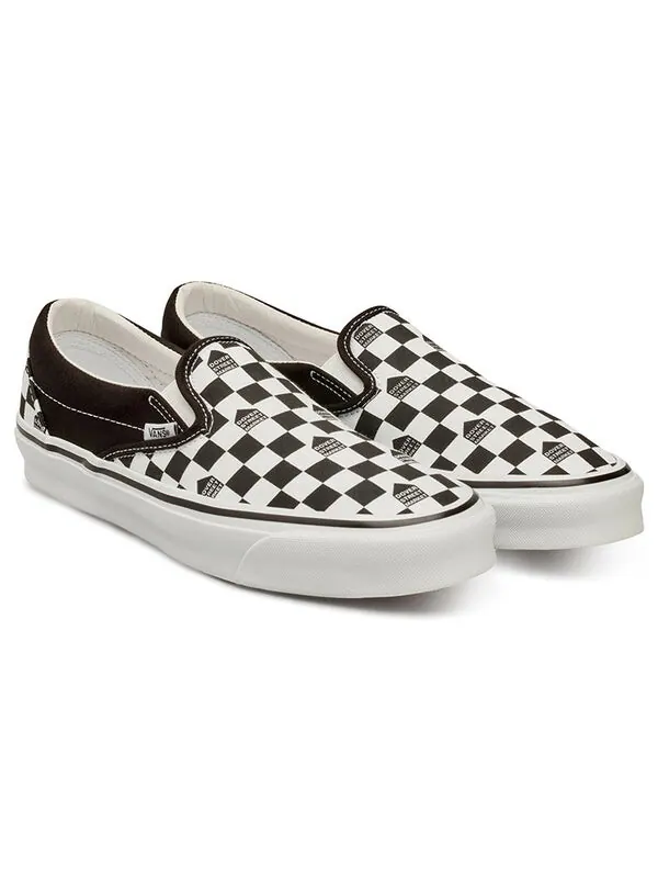 Кроссовки dover street market x og classic slip-on lx 'black white checkerboard' Vans — изображение 3 из 4, черный / белый