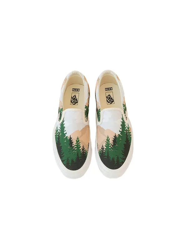 Кроссовки kith x vault og classic slip-on lx 'treescape' Vans — изображение 3 из 4, белый/зеленый
