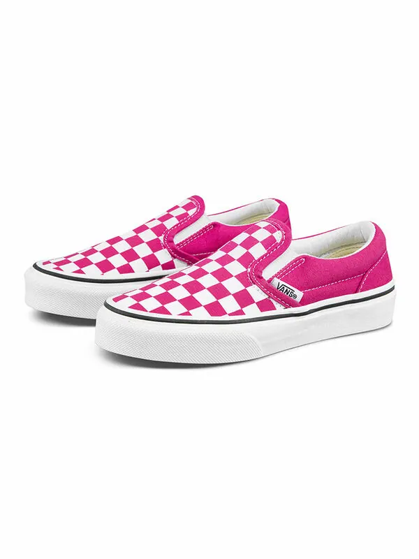 Кроссовки slip-on -kids checkerboard pink/white Vans — изображение 2 из 4, розовый/синий
