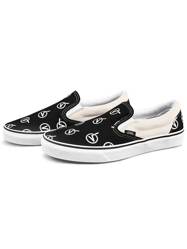 Кроссовки classic slip-on 'circle v' Vans — изображение 2 из 4, черный/белый