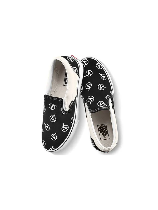 Кроссовки classic slip-on 'circle v' Vans — изображение 4 из 4, черный/белый
