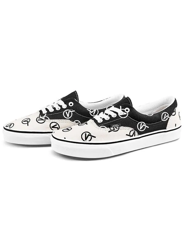 Кроссовки era full print retro casual skate shoes black beige 'black white' Vans — изображение 2 из 4, черный/белый