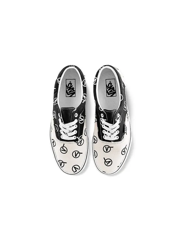 Кроссовки era full print retro casual skate shoes black beige 'black white' Vans — изображение 3 из 4, черный/белый