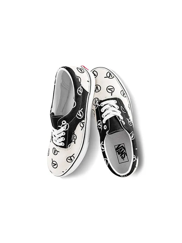 Кроссовки era full print retro casual skate shoes black beige 'black white' Vans — изображение 4 из 4, черный/белый